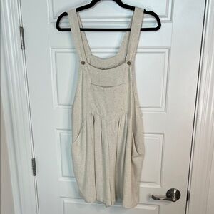 Beige Linen Overall Romper